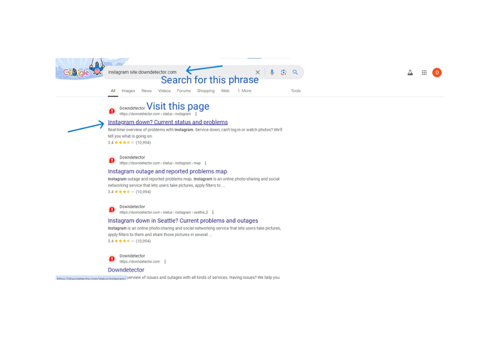 Check the status of Instagram using the Downdetector website to see if Instagram is down or having issues