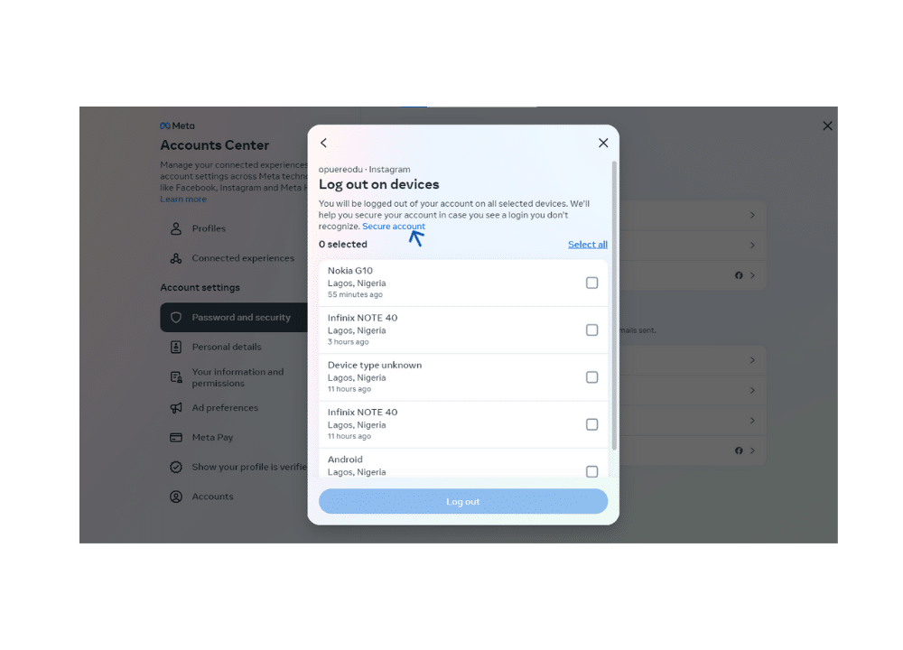 How to safely log out of Instagram from every device