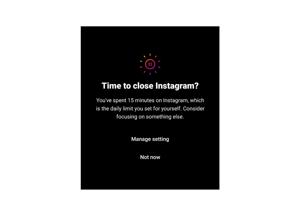 A person setting a break reminder on their phone to avoid Instagram distractions and stay focused