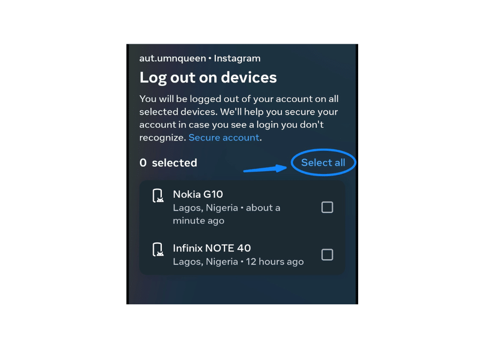Tutorial on logging out of Instagram from multiple devices