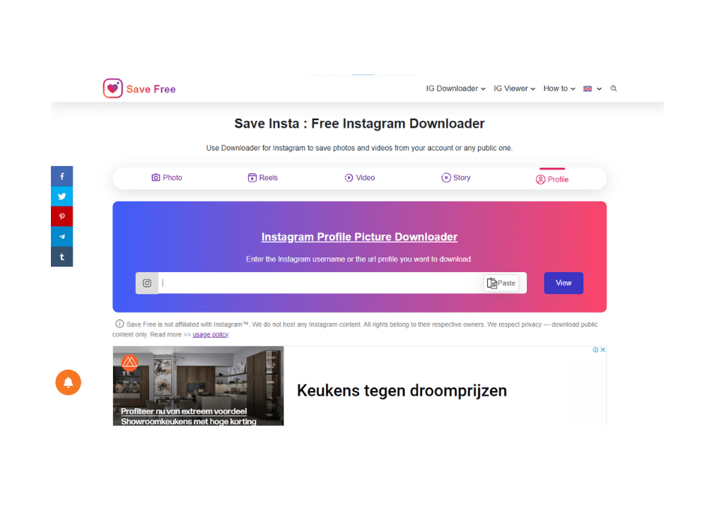 Download Instagram profile pictures easily using Save Free tool