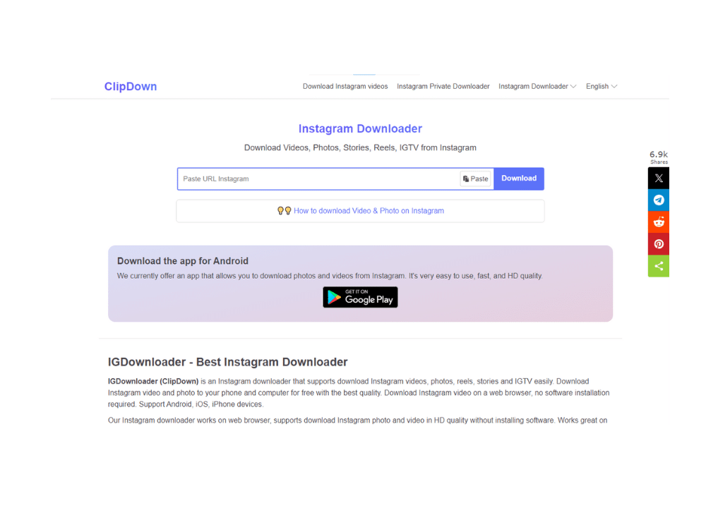 Download Instagram profile pictures easily with ClipDown tool