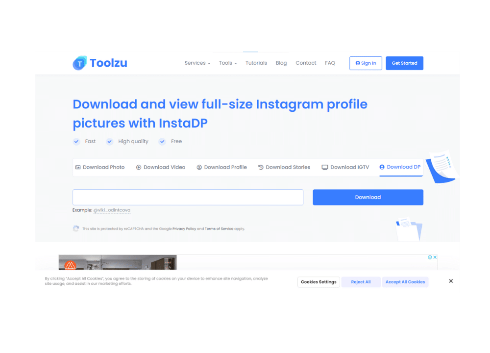 Download Instagram profile pictures easily using Toolzu