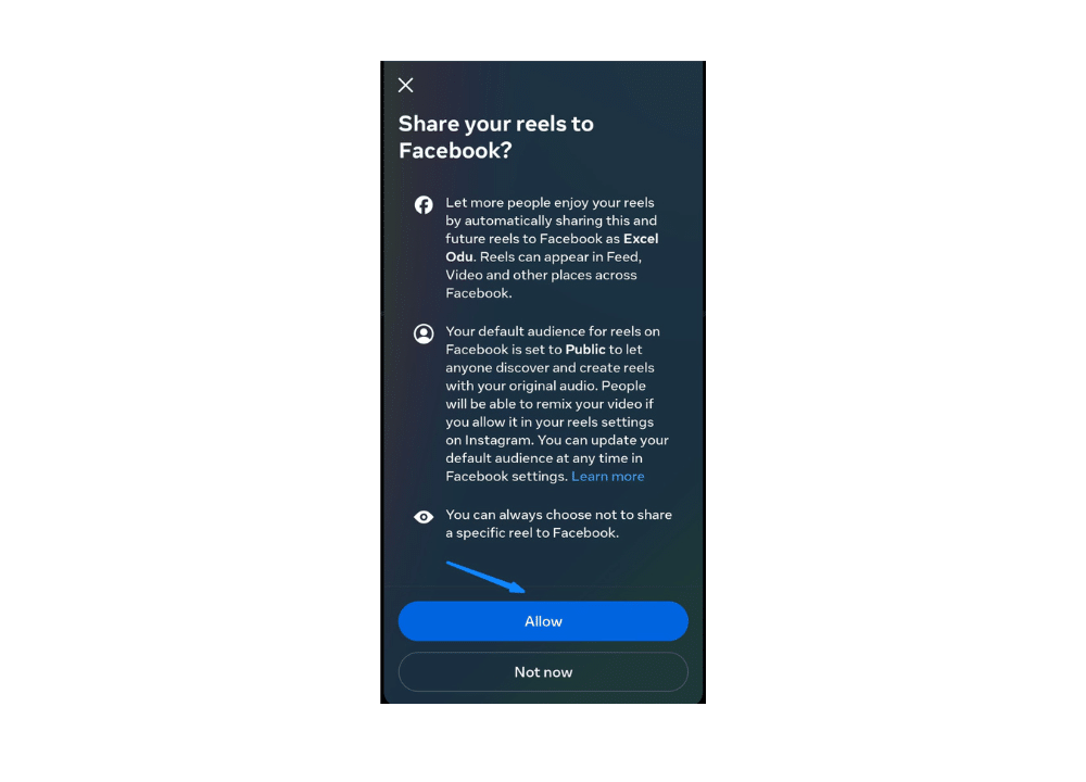 Solution to crossposting failure between Instagram and Facebook