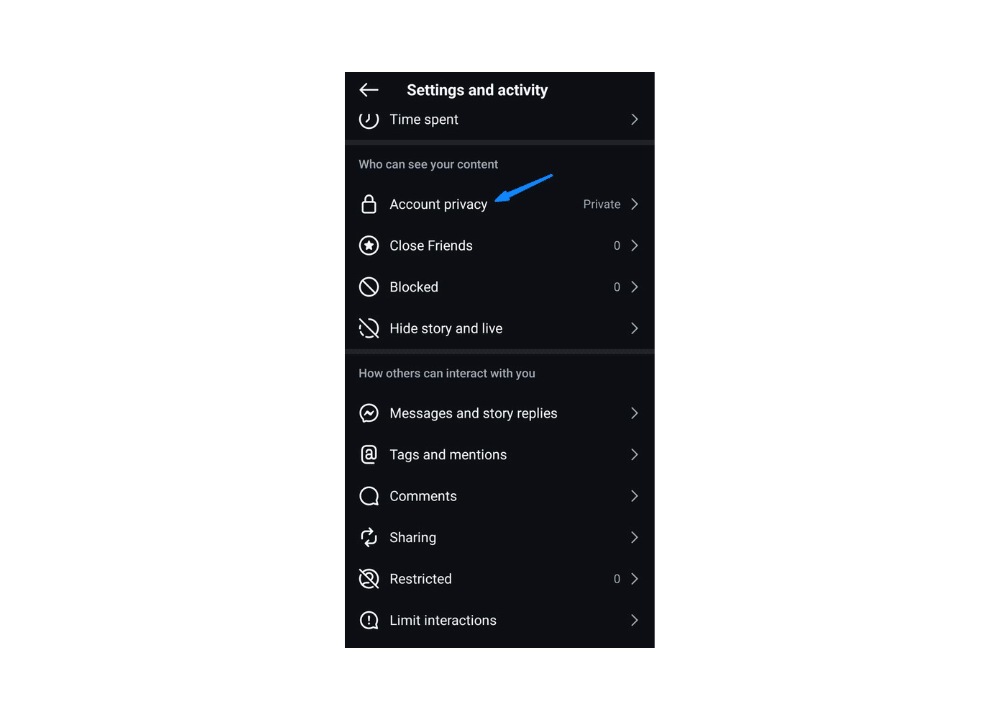 Solution for switching from a private account to a professional account on Instagram