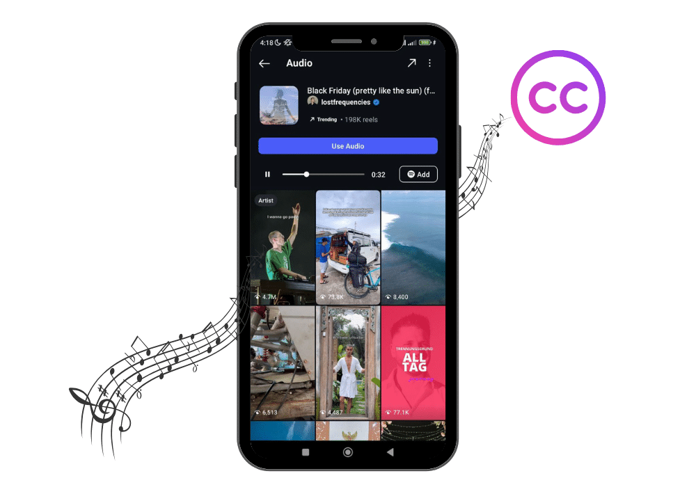 Avoid Instagram copyright strikes by using Creative Commons licensed music