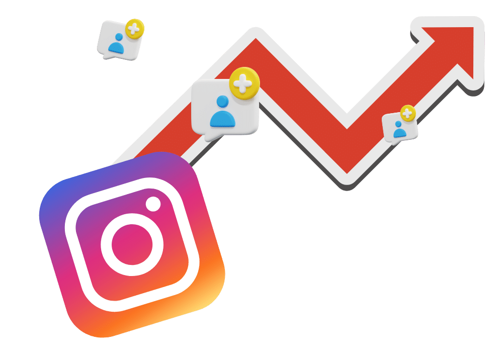 follower icons and upward growth arrows