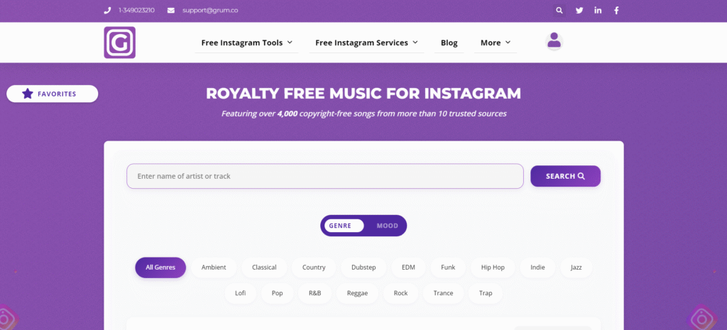 Grum royalty-free music for Instagram videos and posts
