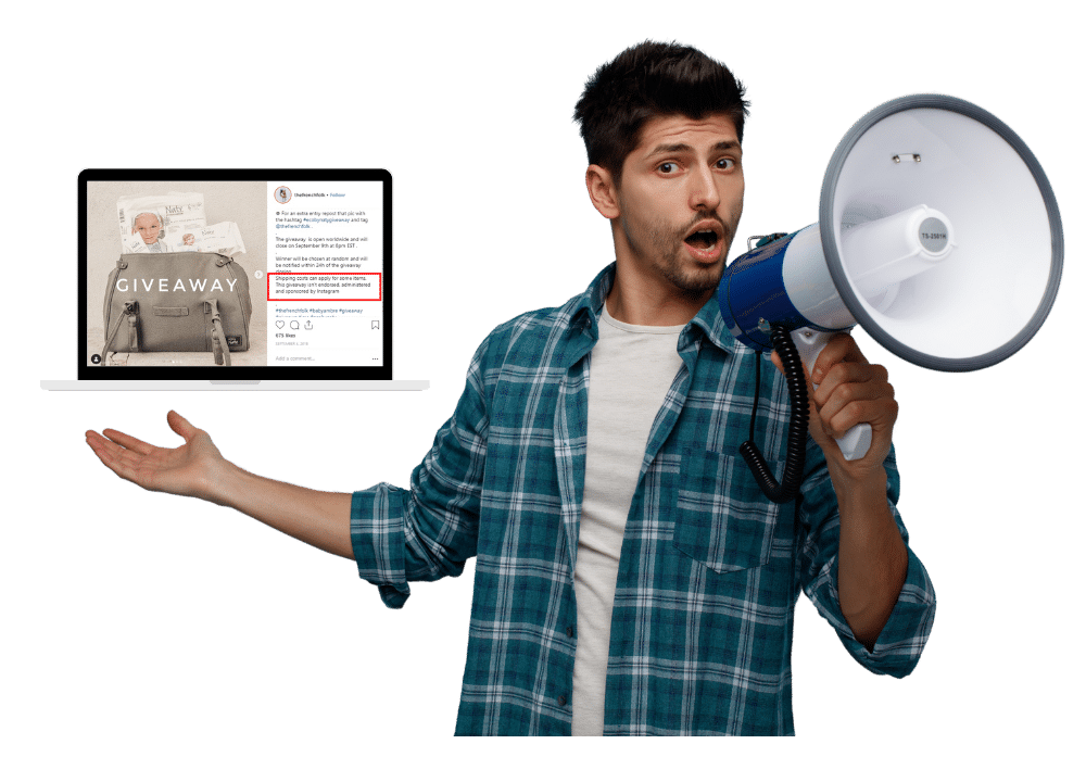 An engaging Instagram giveaway post featuring a compelling caption designed to capture attention and encourage participation