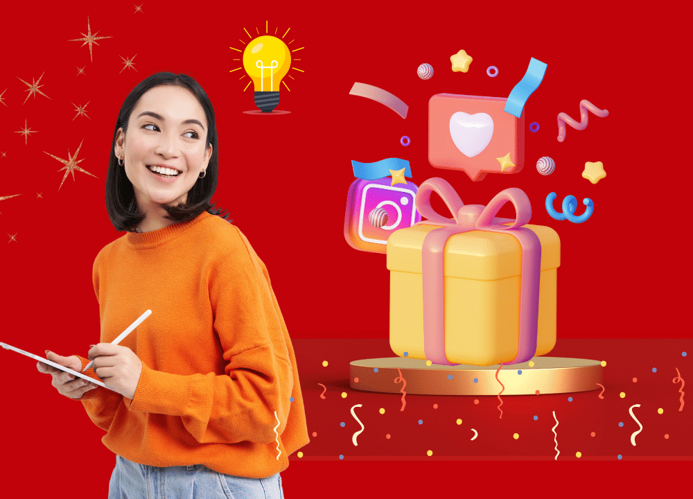 A colorful Instagram giveaway promotion featuring creative contest ideas to boost engagement and attract followers