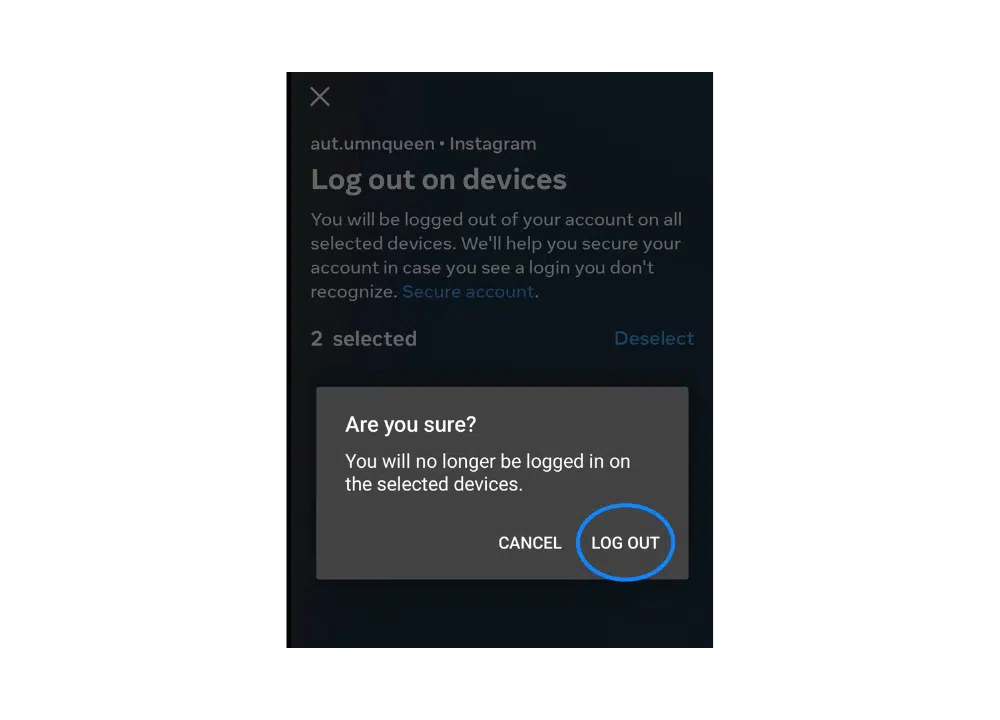 logout Instagram on all devices tutorial