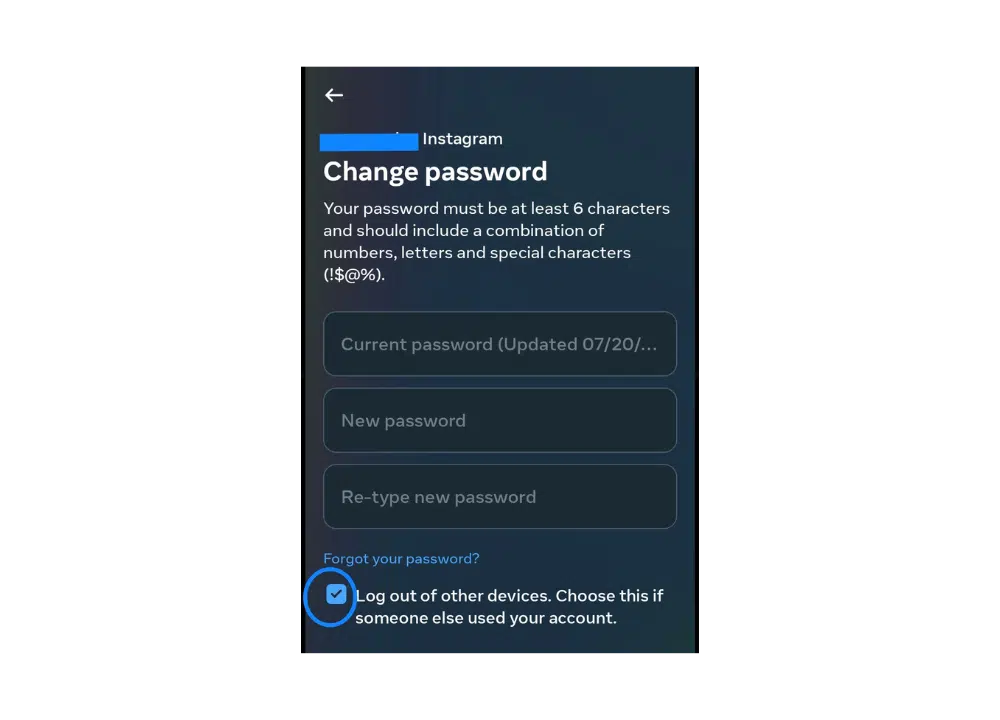 Enter your current Instagram password to log in securely