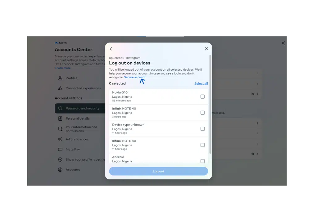 How to safely log out of Instagram from every device