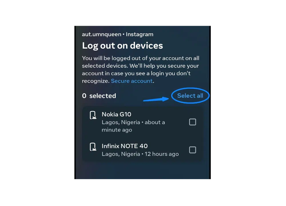 Tutorial on logging out of Instagram from multiple devices