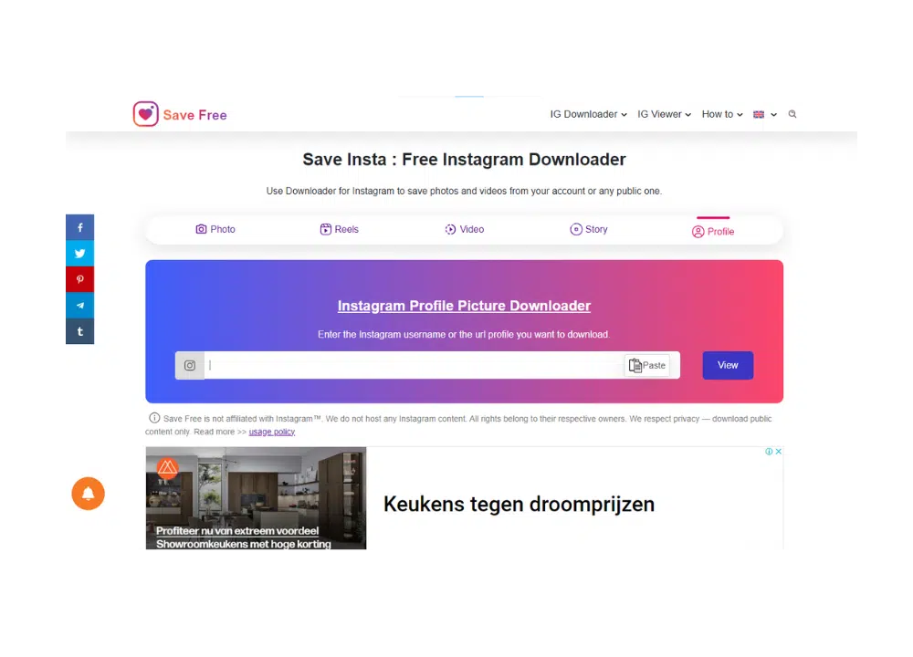 Download Instagram profile pictures easily using Save Free tool