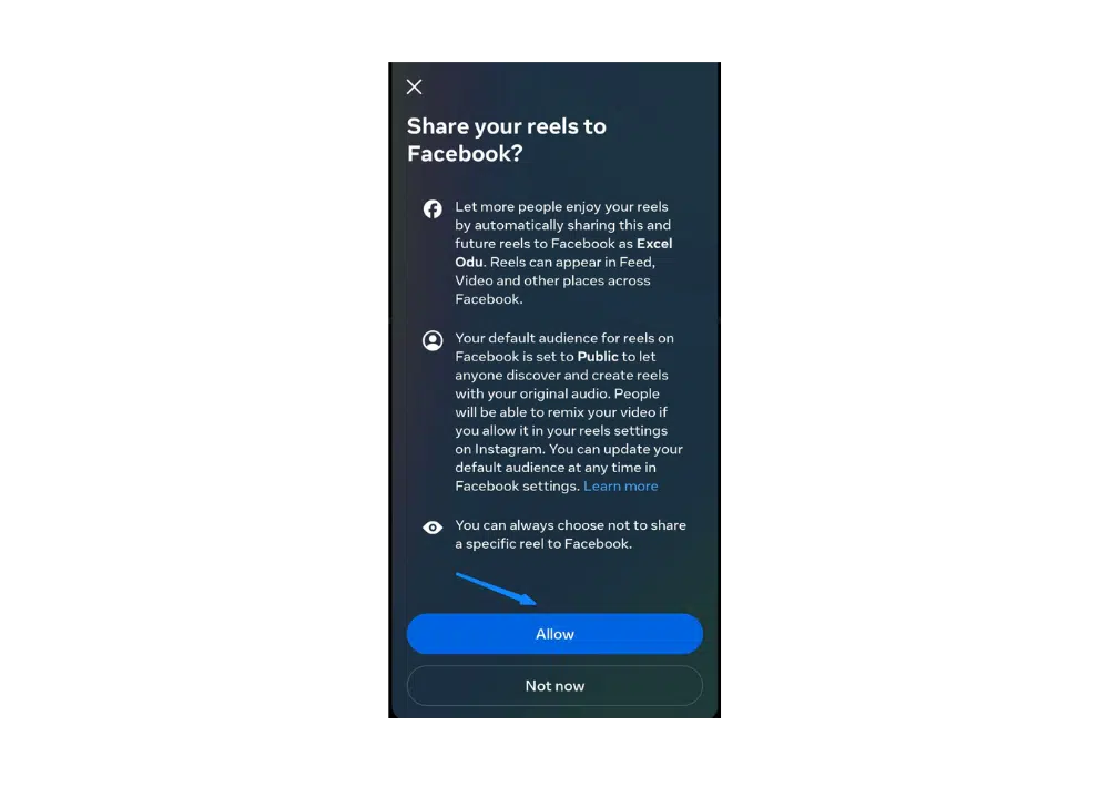 Solution to crossposting failure between Instagram and Facebook