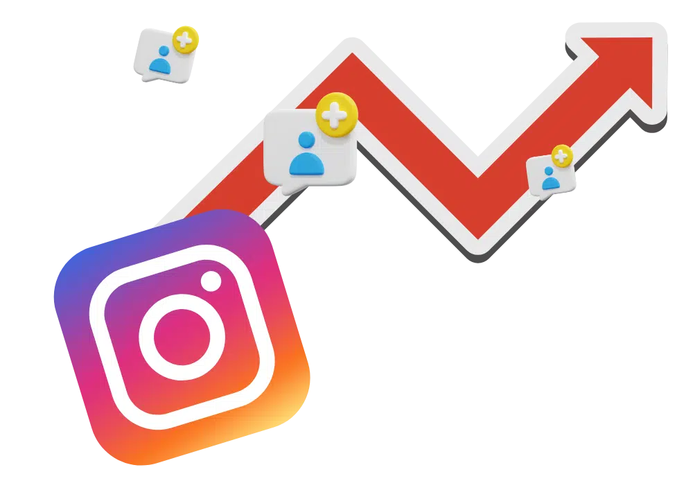 follower icons and upward growth arrows