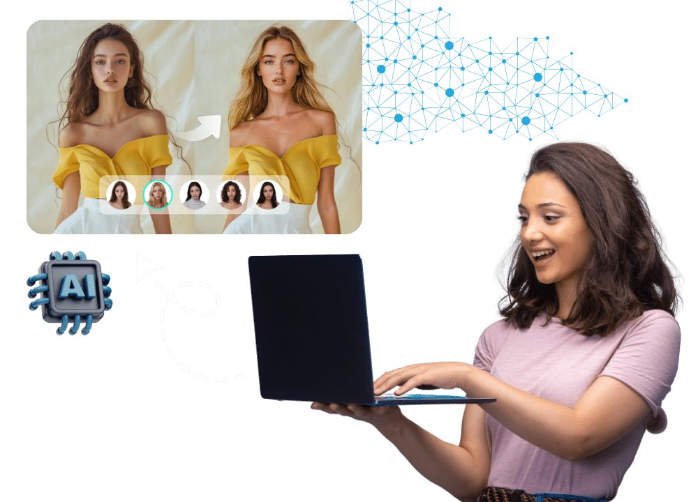 AI-generated model face and body creation for realistic digital characters